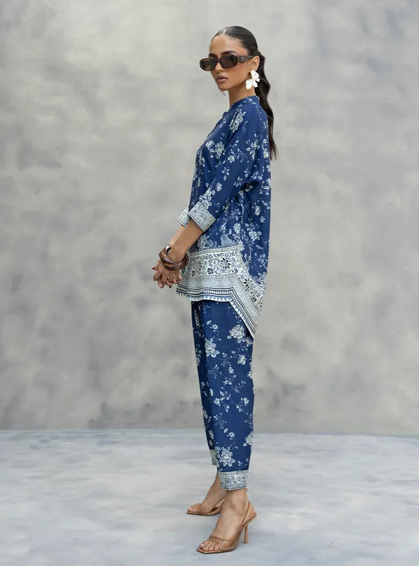 Blue Bloom AFSANA 2-Piece  Digital Printed Lawn Co-ord Set
