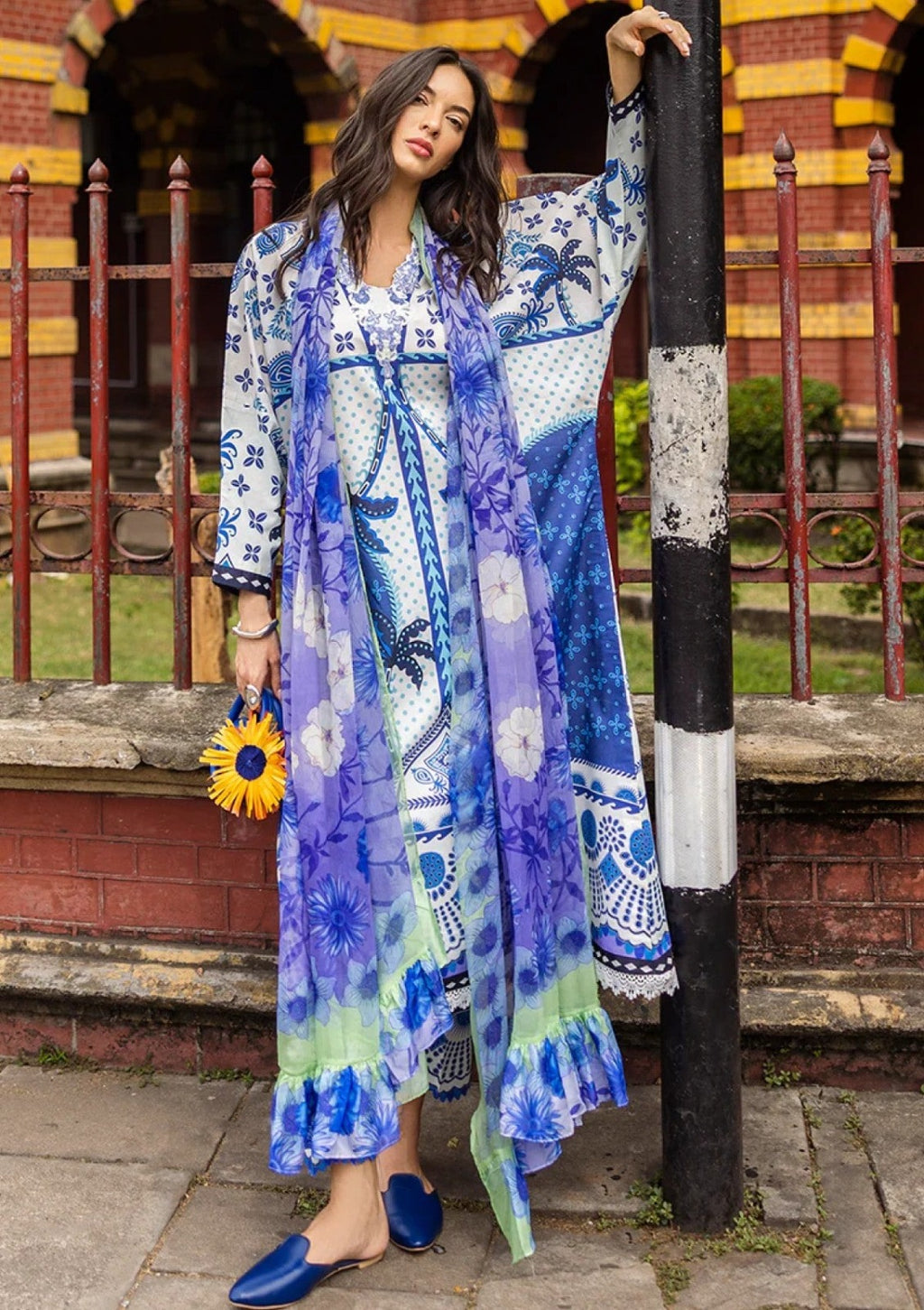 Cobalt Bloom 3-Piece Lawn Suit