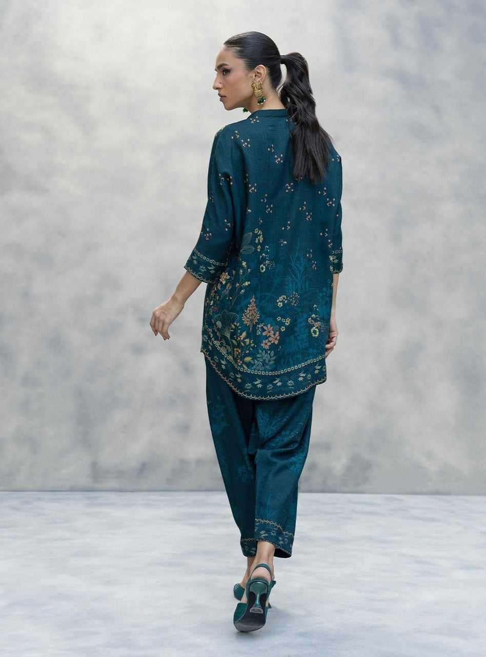 Teal Botanica – AFSANA 2 Piece Digital Printed Lawn Co-Ord Set