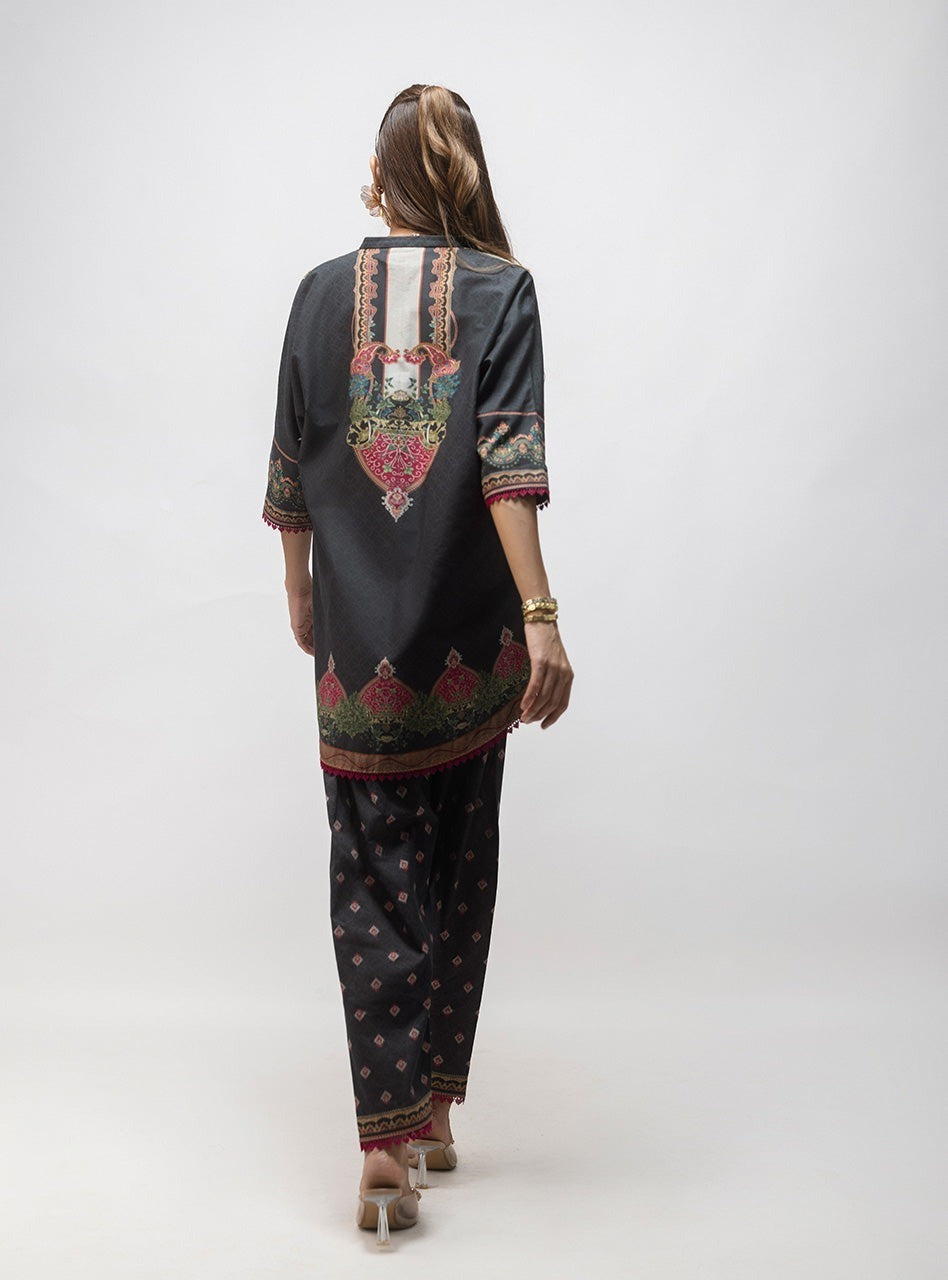 Onyx Paisley – AFSANA 2 Piece Digital Printed Lawn Co-Ord Set