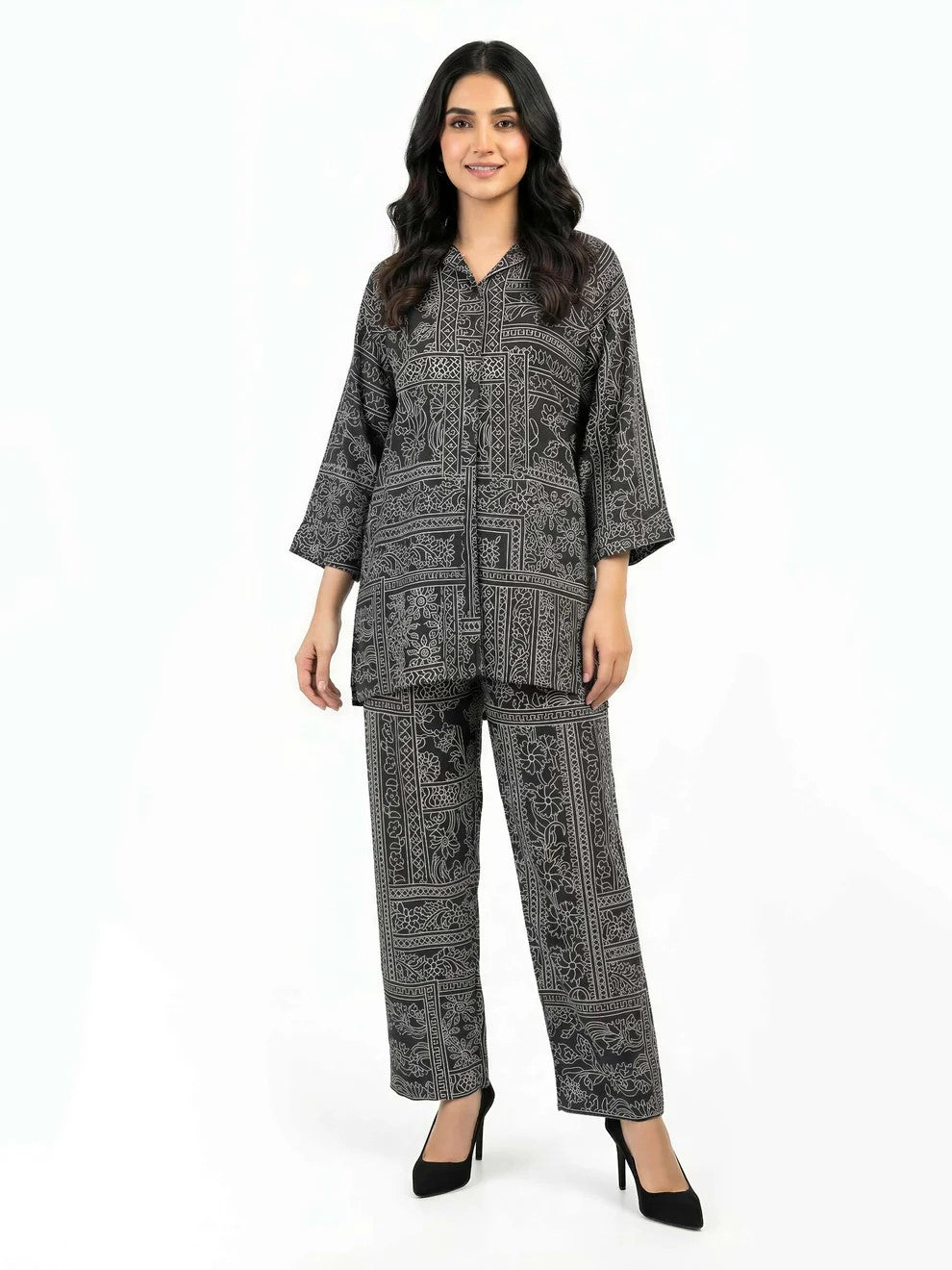 Midnight Mosaic – AFSANA 2 Piece Digital Printed Lawn Co-Ord Set