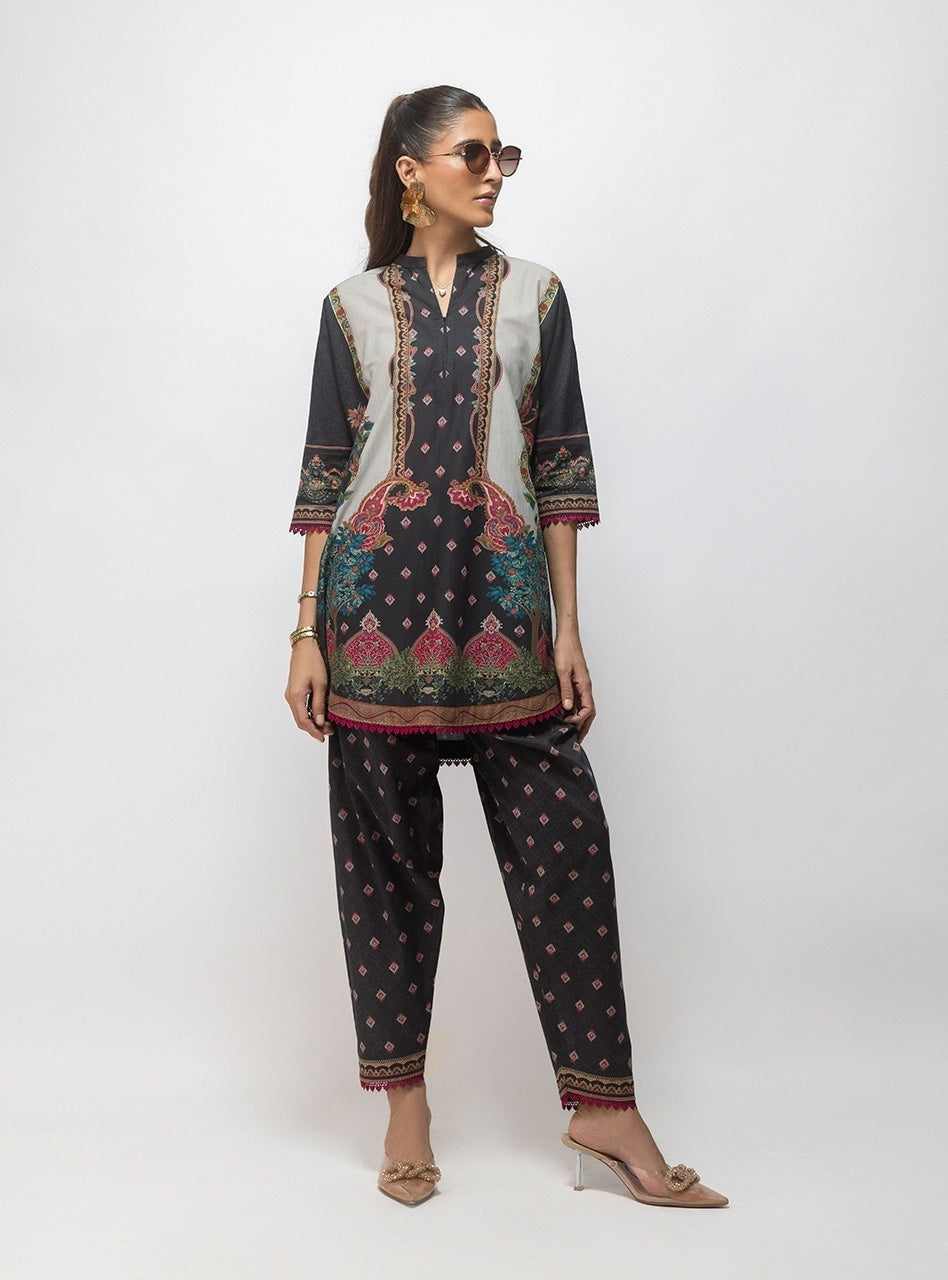 Onyx Paisley – AFSANA 2 Piece Digital Printed Lawn Co-Ord Set