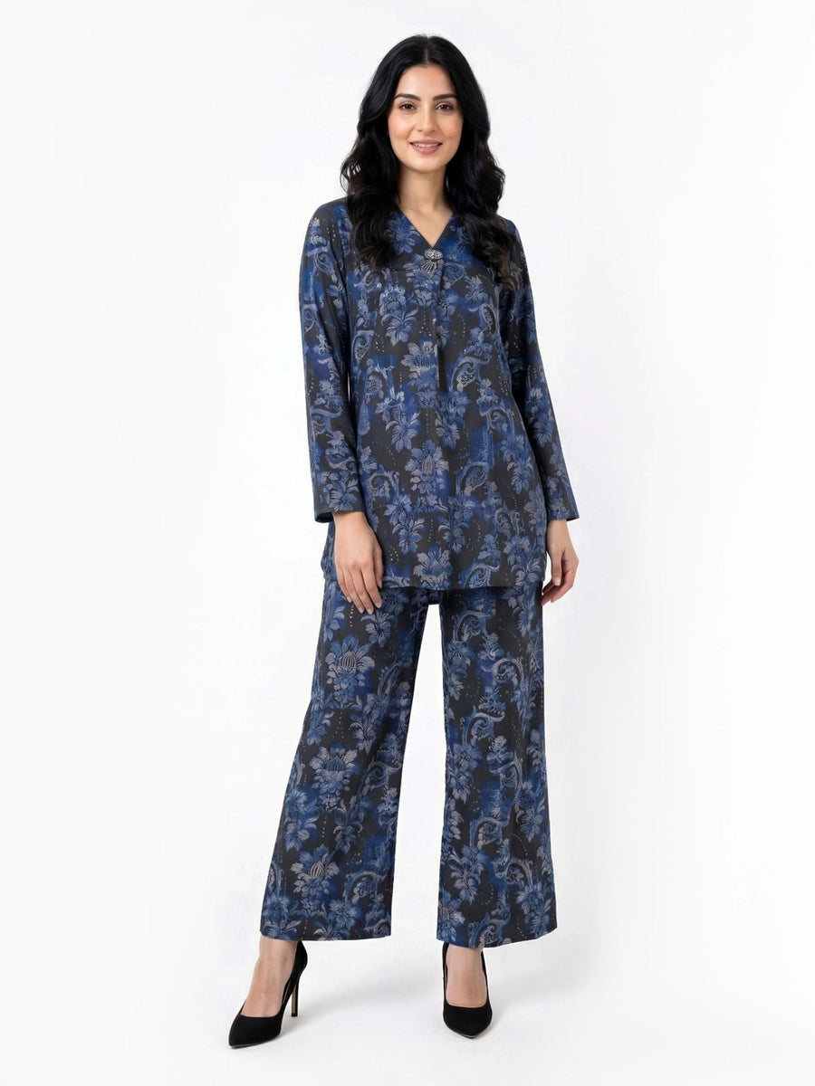 Azure Bloom – AFSANA 2 Piece Digital Printed Lawn Co-Ord Set