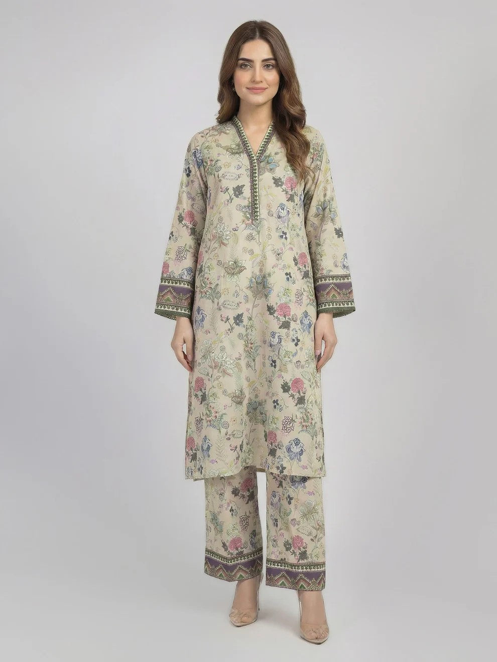 Vintage Blossom – AFSANA 2 Piece Digital Printed Lawn Co-Ord Set