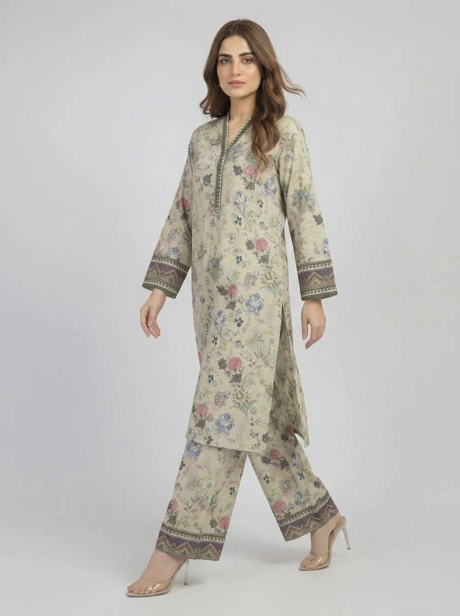 Vintage Blossom – AFSANA 2 Piece Digital Printed Lawn Co-Ord Set