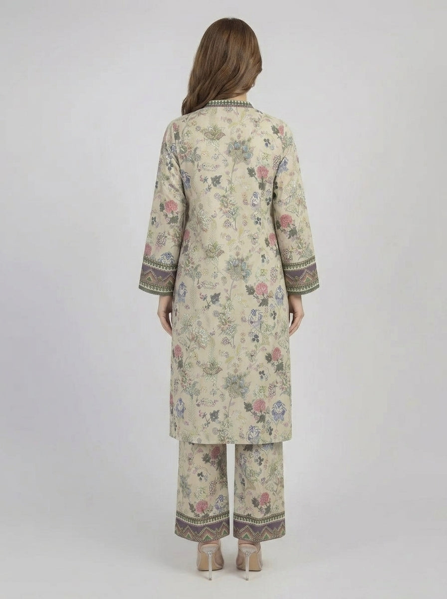 Vintage Blossom – AFSANA 2 Piece Digital Printed Lawn Co-Ord Set