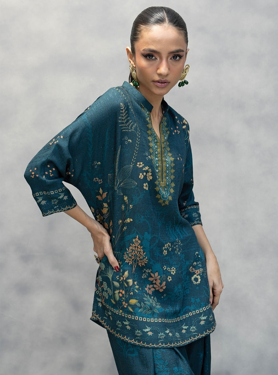 Teal Botanica – AFSANA 2 Piece Digital Printed Lawn Co-Ord Set