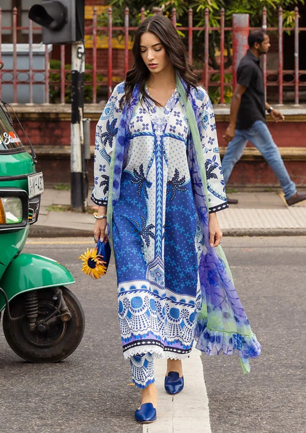 Cobalt Bloom 3-Piece Lawn Suit