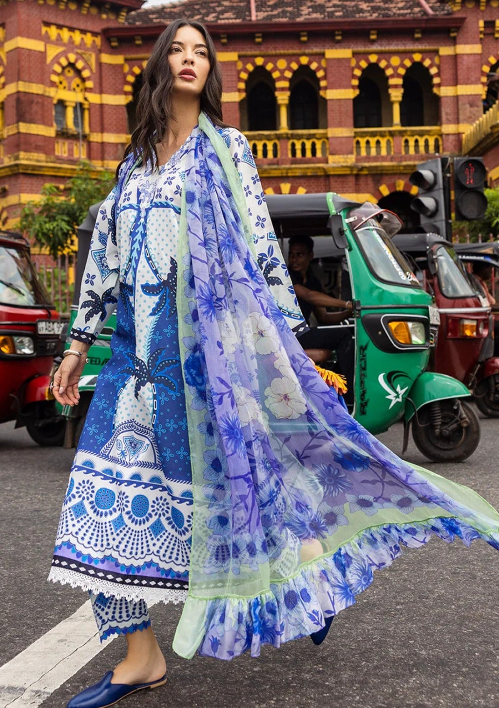 Cobalt Bloom 3-Piece Lawn Suit
