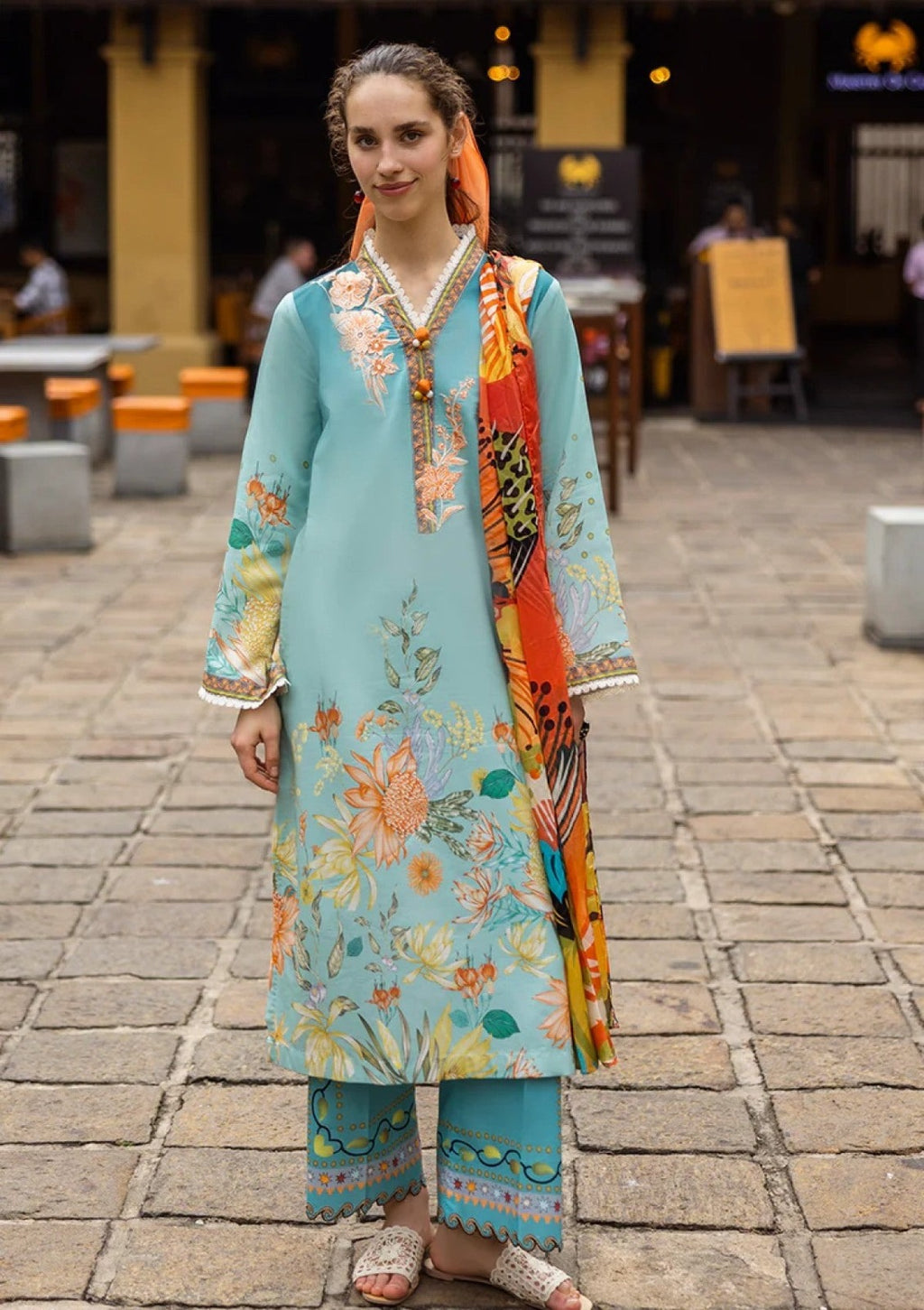 Aqua Bloom 3-Piece Lawn Suit