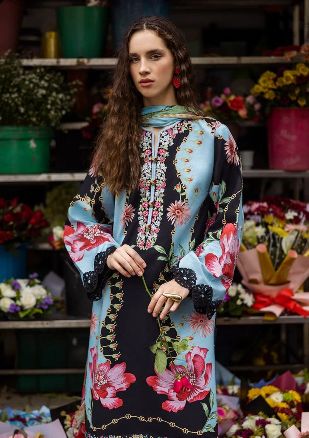 Midnight Peony 3-Piece Lawn Suit