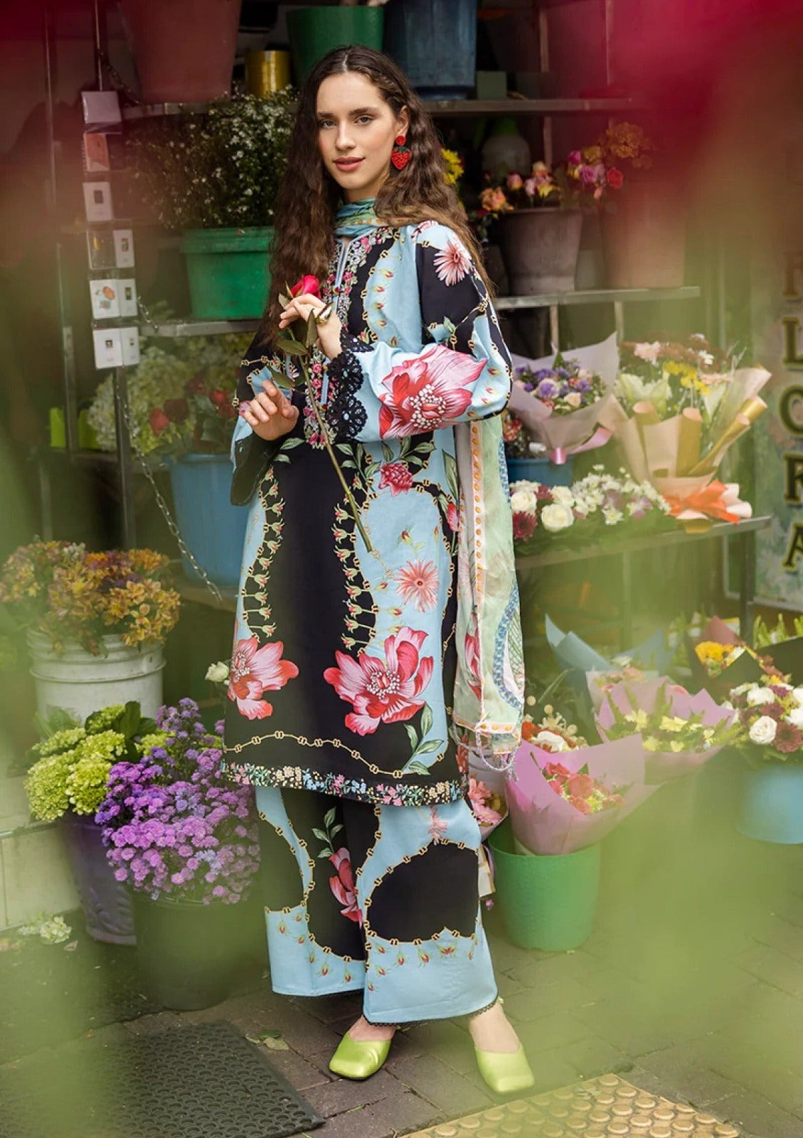Midnight Peony 3-Piece Lawn Suit