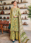 Olive Bloom Garden 3-Piece Cotton Suit – full length front model shot