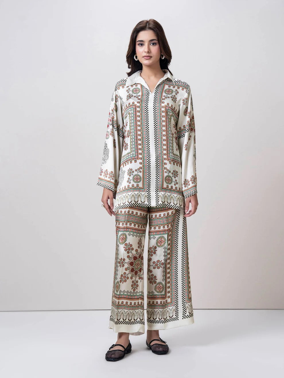 Ivory Mosaic – AFSANA 2 Piece Digital Printed Lawn Co-Ord Set